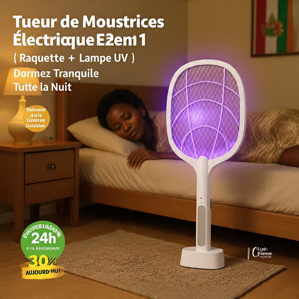 SARYNA STORE RAQUETTE 2000mAh 2EN1 | Tueur de Moustiques N°1 au Tchad